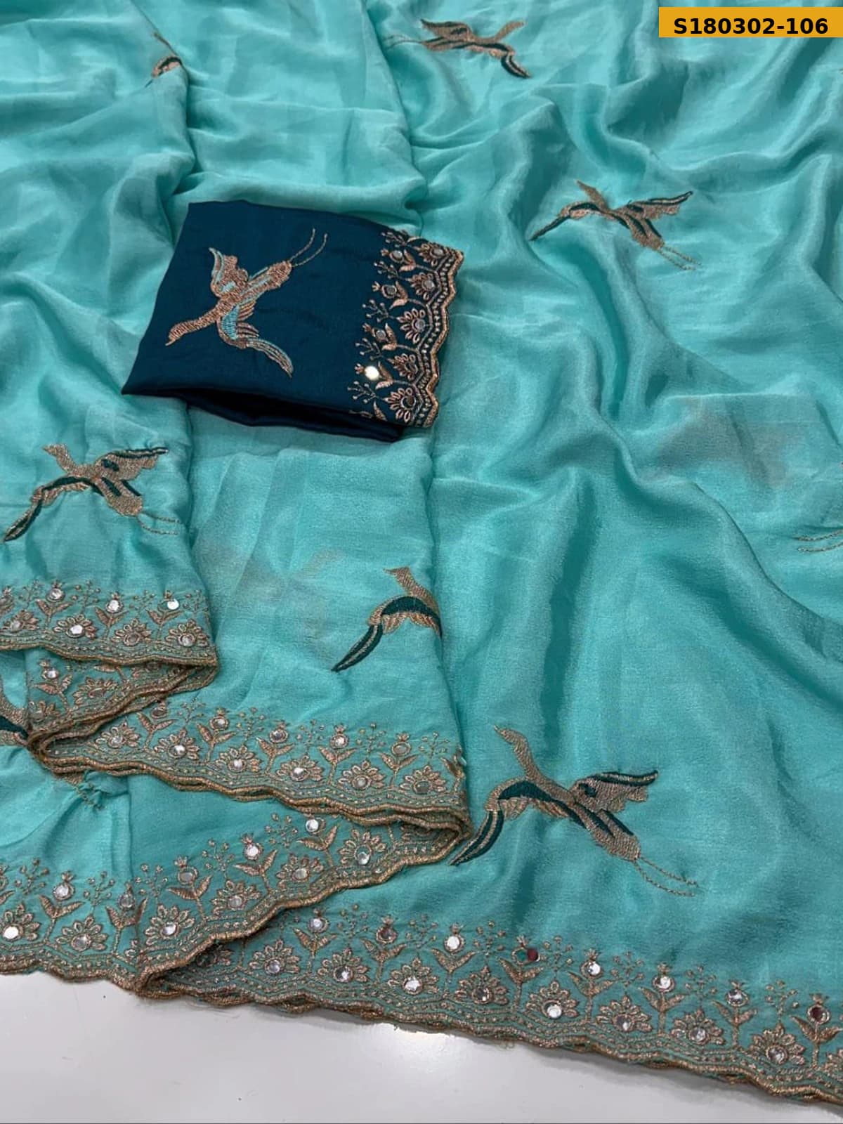 Chinnon Silk Embroidered Saree