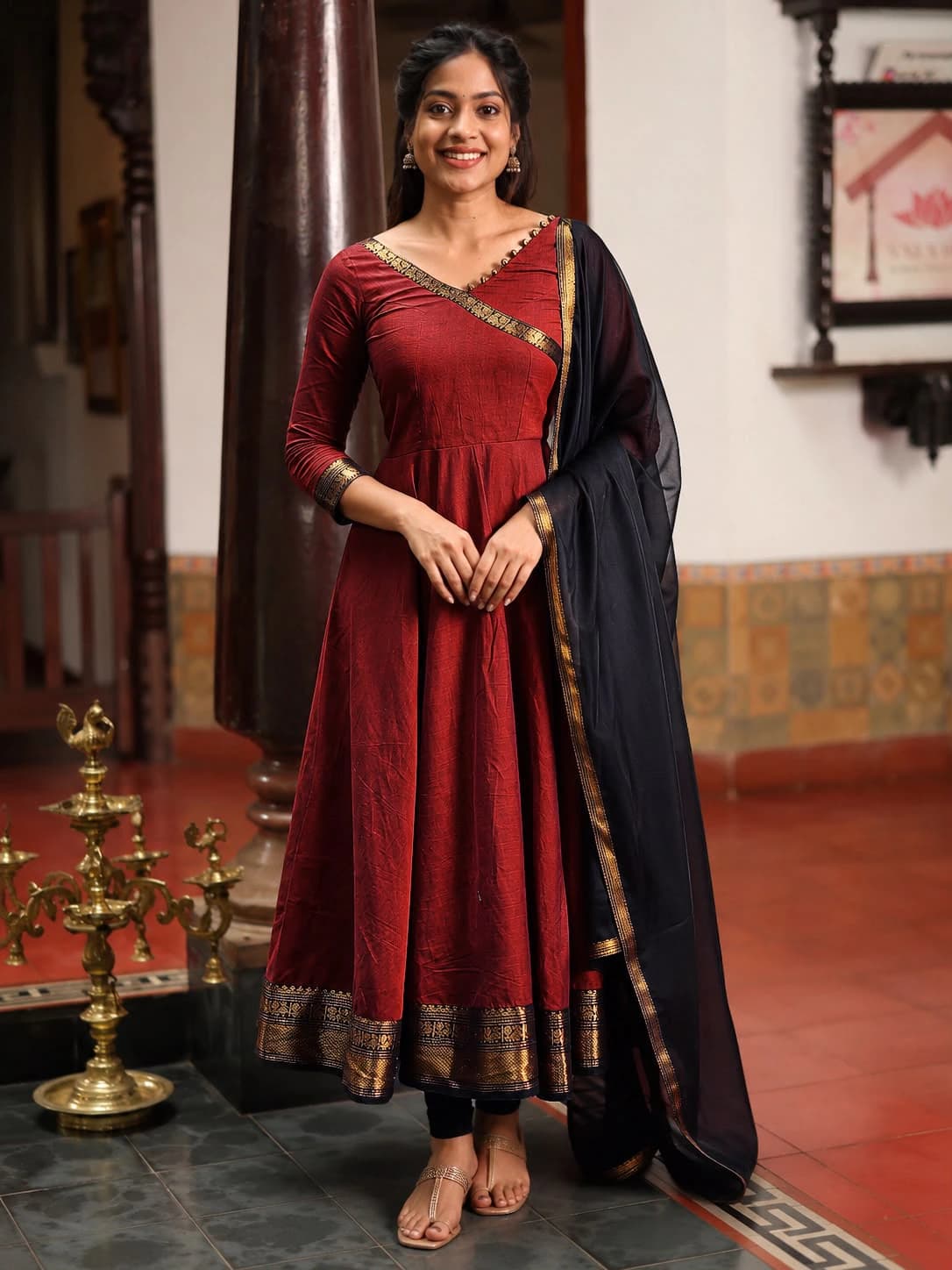 Vichitra Silk Anarkali Gown