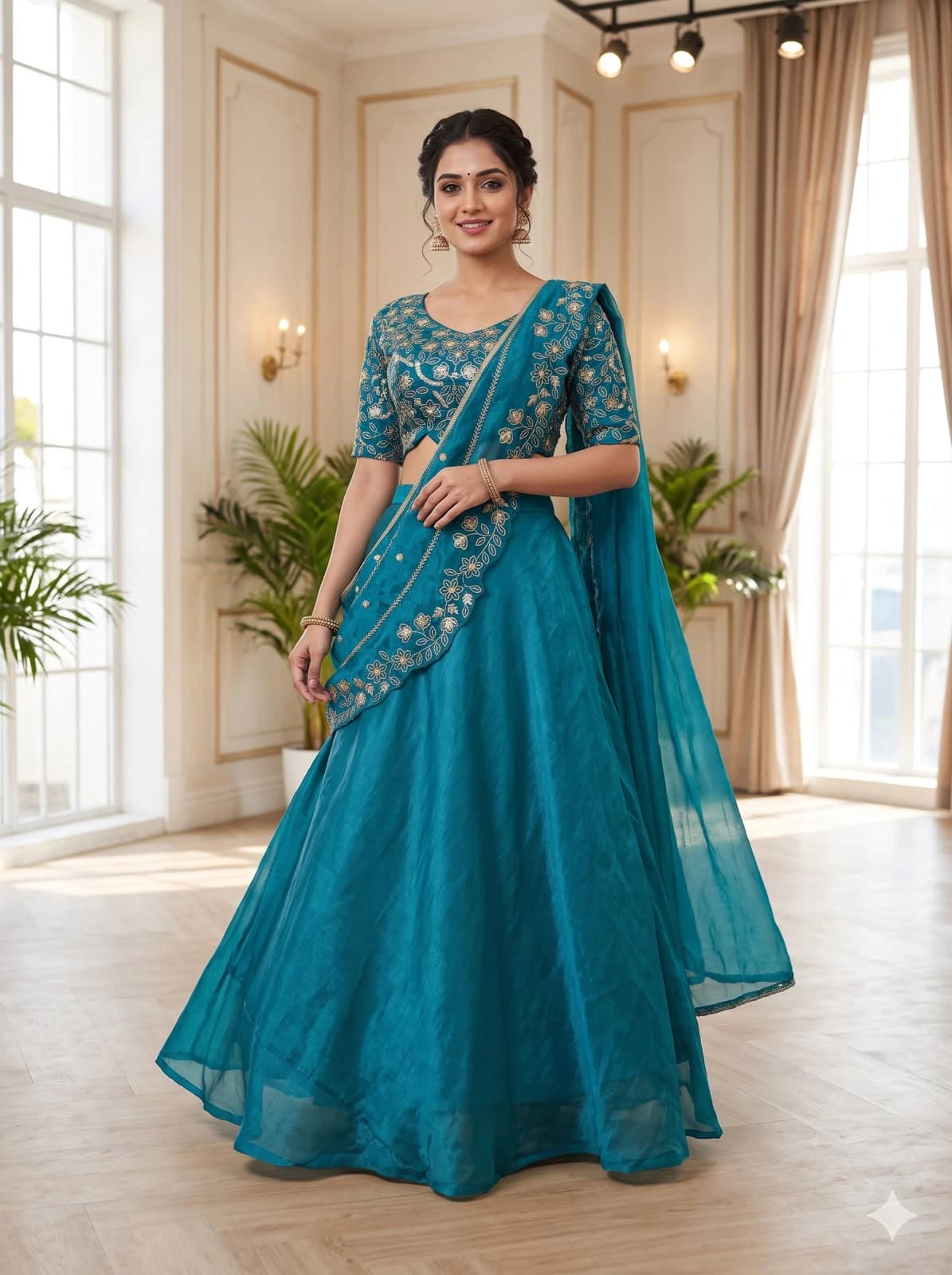 Fandy Satin Lehenga Saree