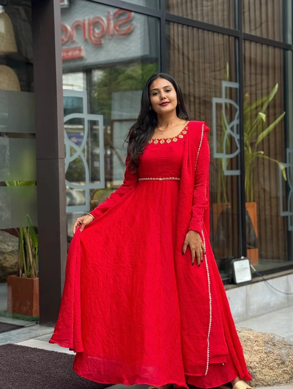 Fendi Silk Anarkali Set