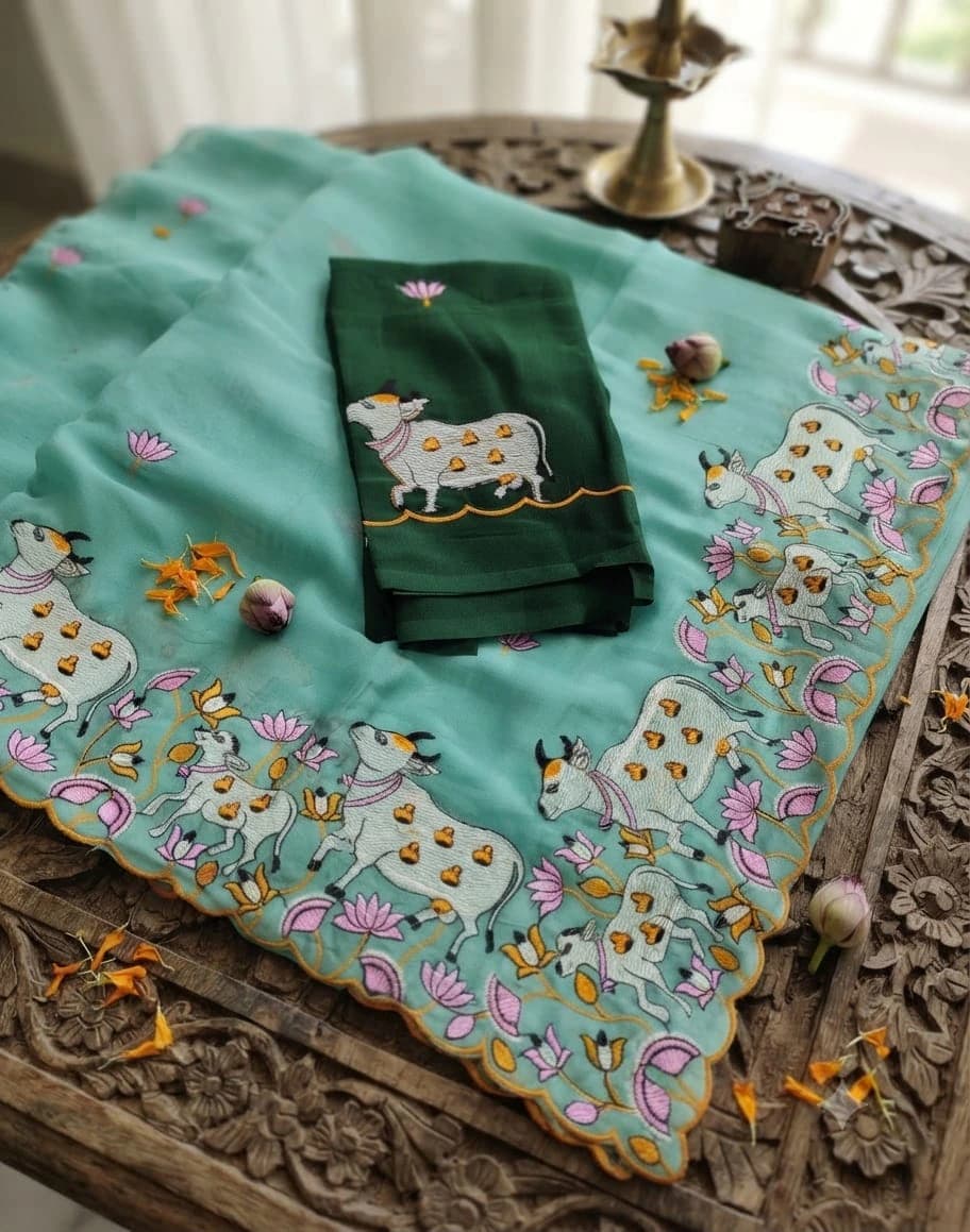 Embroidered Saree with Blouse