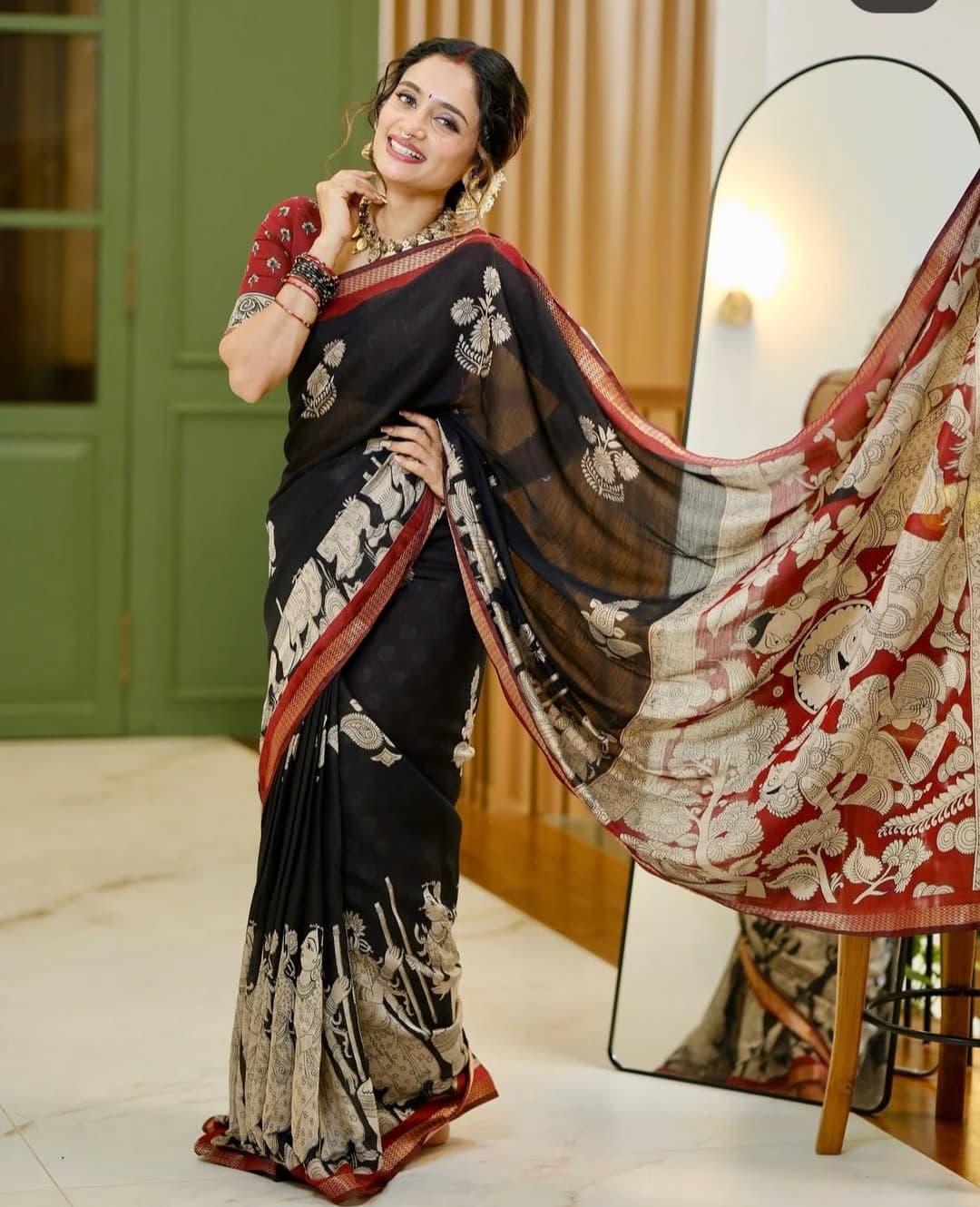Georgette Zari Border Saree